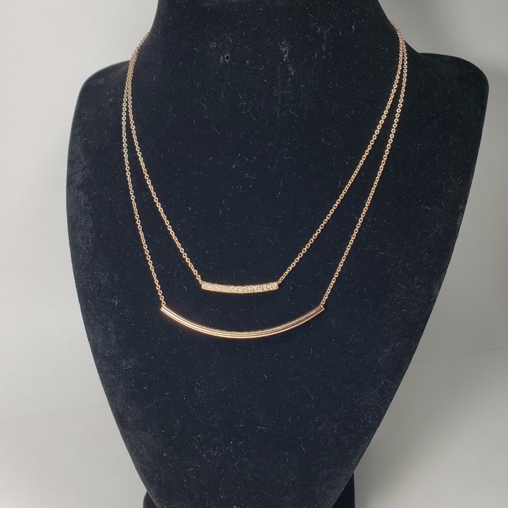 THE LIMITED, Polished Rose Gold tone Layered Necklace - Picture 3 of 7